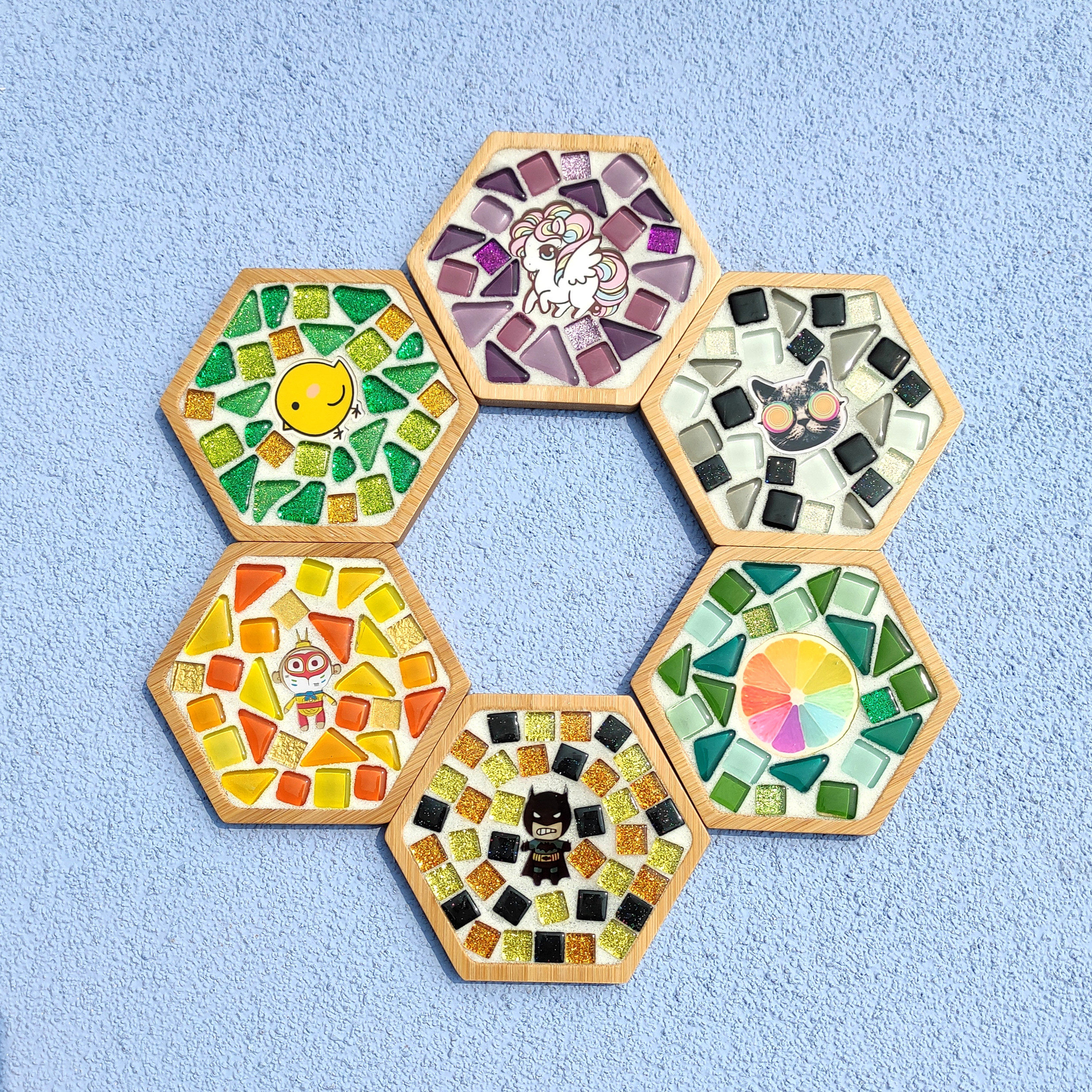 竹质杯垫材料diy漩木原创创意马赛克儿童亲子手工创意粘贴类