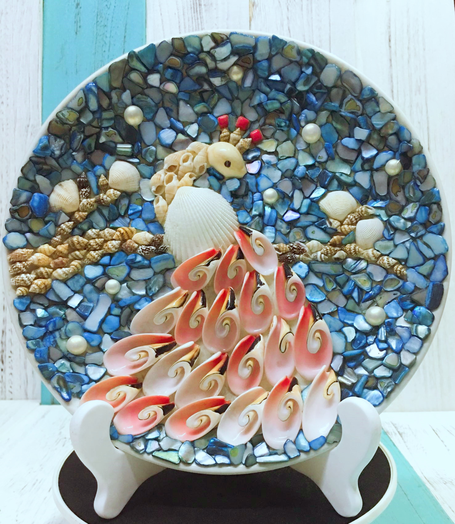 天然贝壳盘子材料diy创意马赛克手工摆件儿童手工创意粘贴类