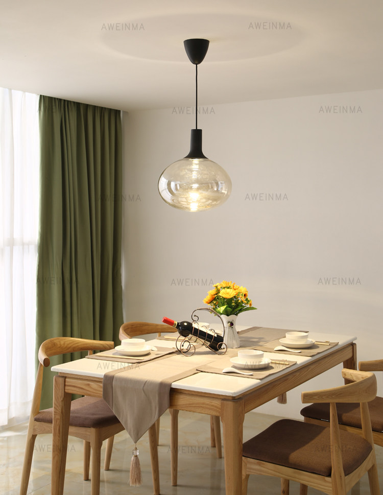 吊灯北欧简约现代玻璃餐厅餐桌卧室床头书房餐厅吊灯