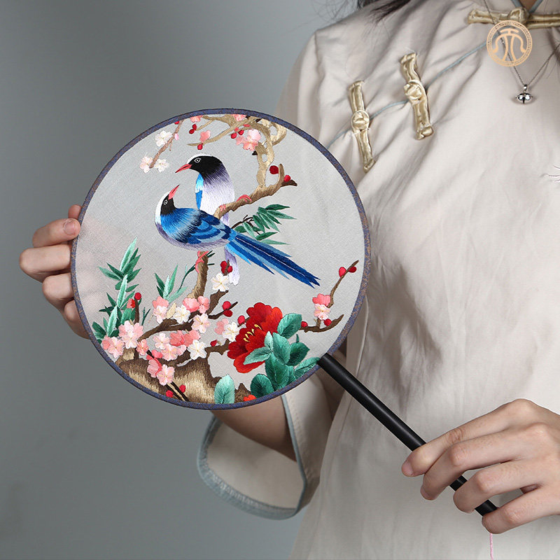 紫光团扇仕女宫扇古典汉服扇子舞蹈小团国风摆件