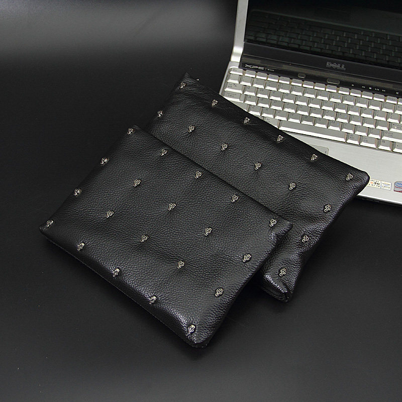 班布里奇潮男骷髅头个性休闲包头层牛皮手拿包大容量商务真皮手包