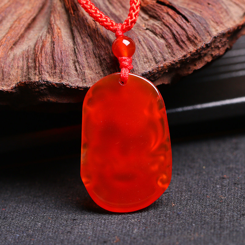 开光天然红玛瑙生肖鼠牛虎兔龙蛇马羊猴鸡狗猪男女款吊坠儿童项链