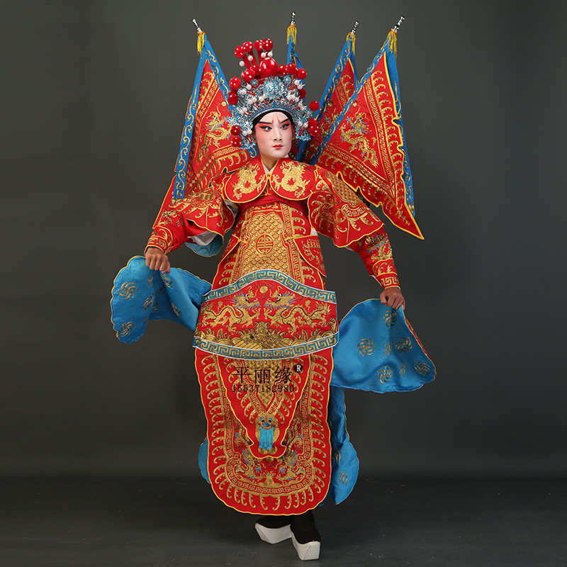 戏曲京剧武生舞台演出服将军旗老小生花脸古装民族服装