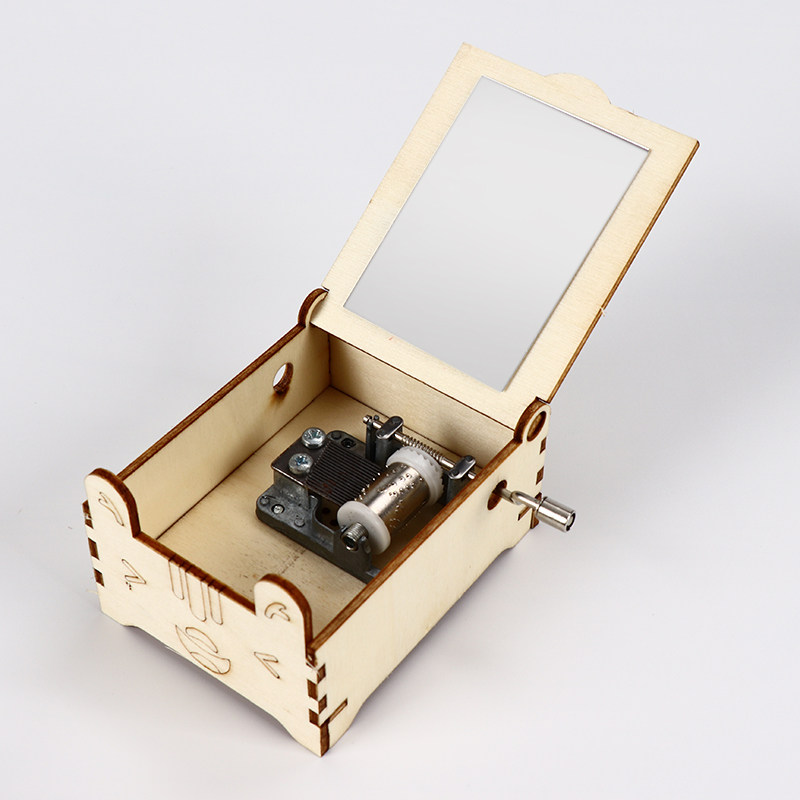 八音盒自制手摇创意音乐盒翻盖镜子礼物儿童拼装其他手工制作