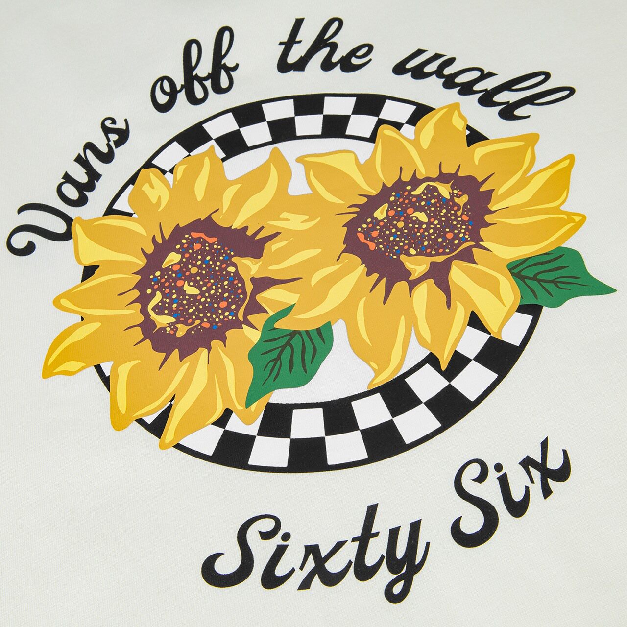 vans范斯官方米白白色向日葵印花图案男女情侣运动t恤