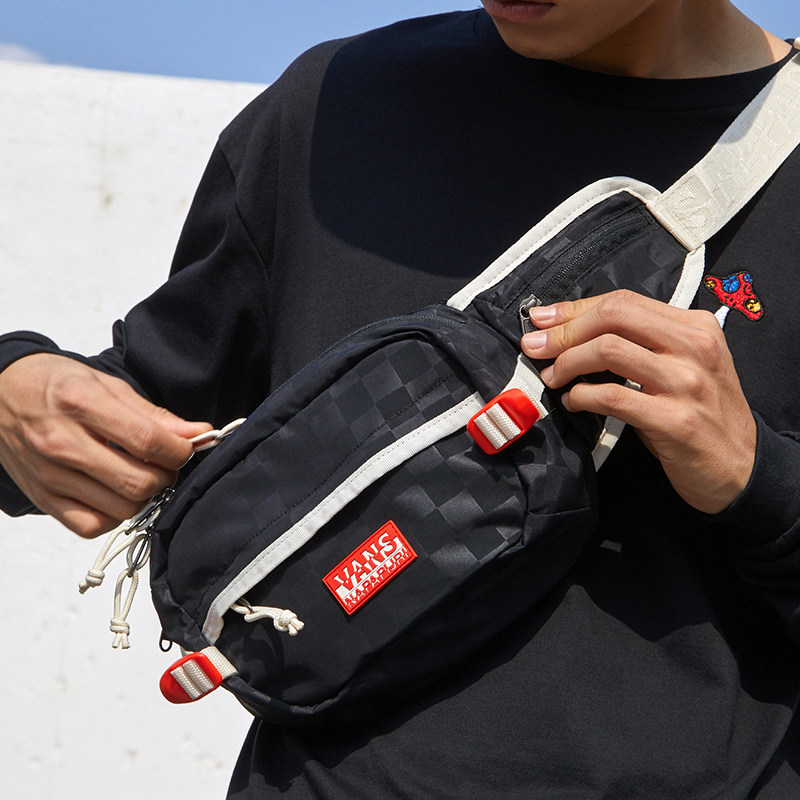 vans范斯官方黑色棋盘格印花情侣腰包napapijri联名