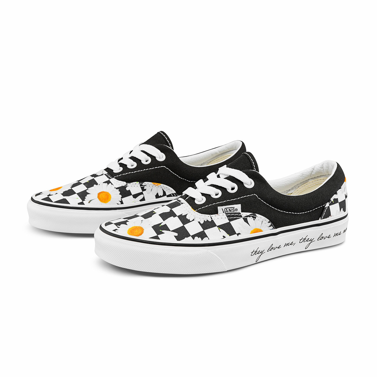 vans范斯官方黑色棋盘格小雏菊男鞋女鞋era低帮帆布鞋