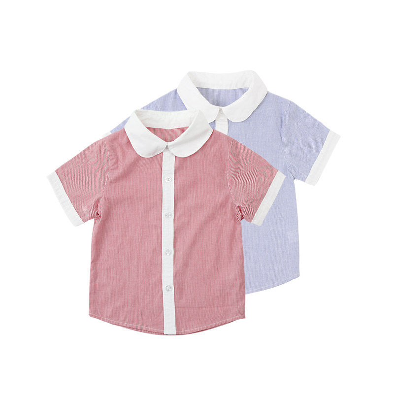 卷卷毛班服夏季男童英伦学院短袖衬衫幼儿园园小学生衬衫