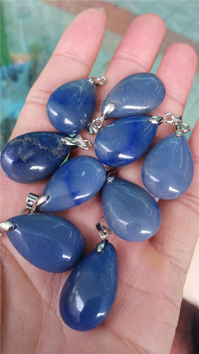 天然蓝晶水滴裸石吊坠项链情侣精致时尚宝石项坠