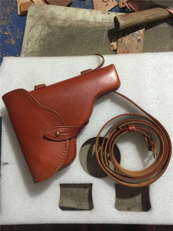 影视道具92式枪套9mm头层牛皮国民党肩胯道具