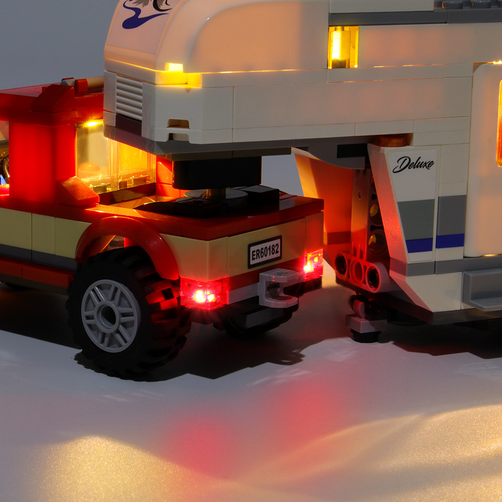 适用乐高配套亲子野营房车60182diy模型组装led塑料积木