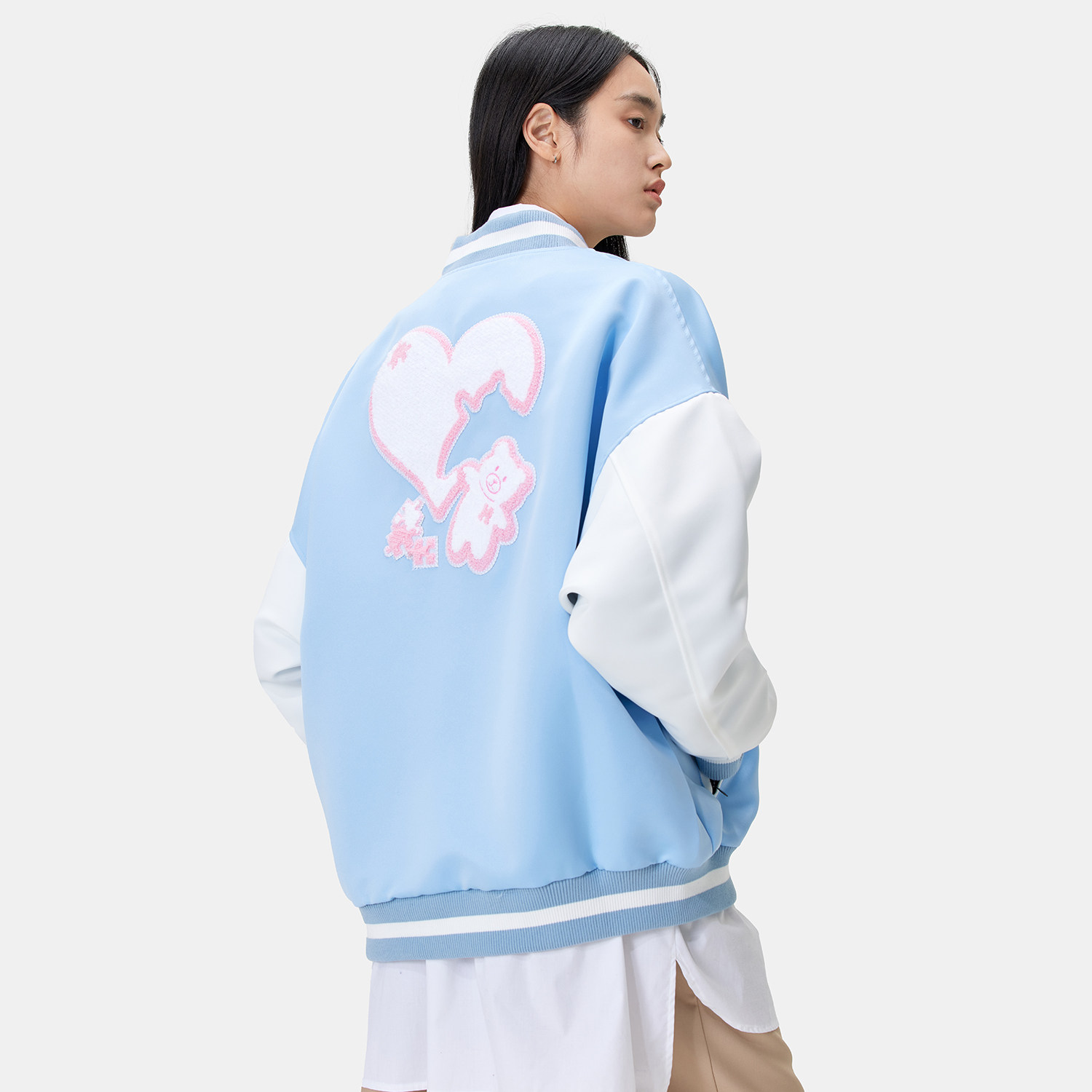 htcu休闲外套棒球vibe情侣春季卡通夹克毛巾夹克