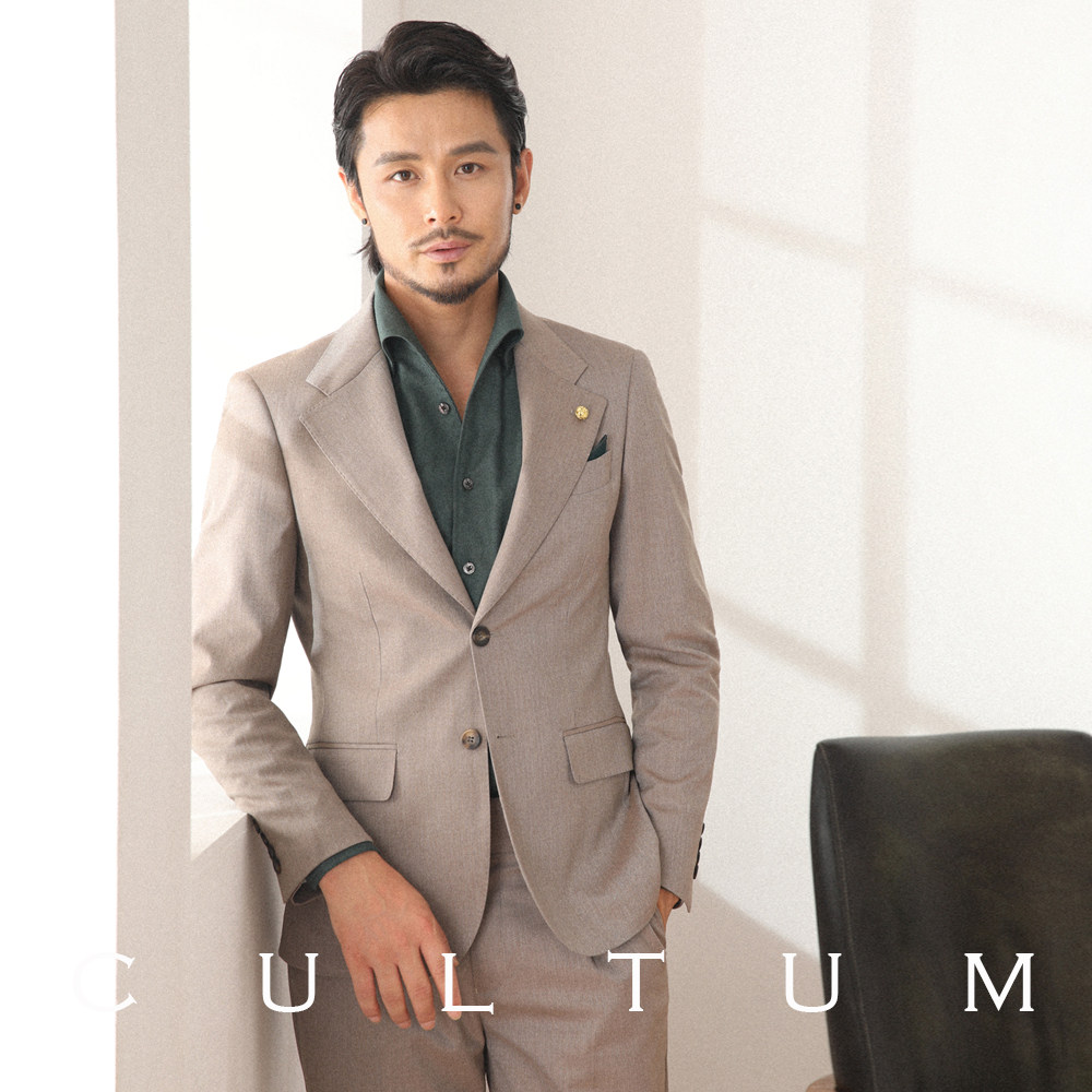 cultum意式复古商务绅士平驳西服套装修身免烫西服