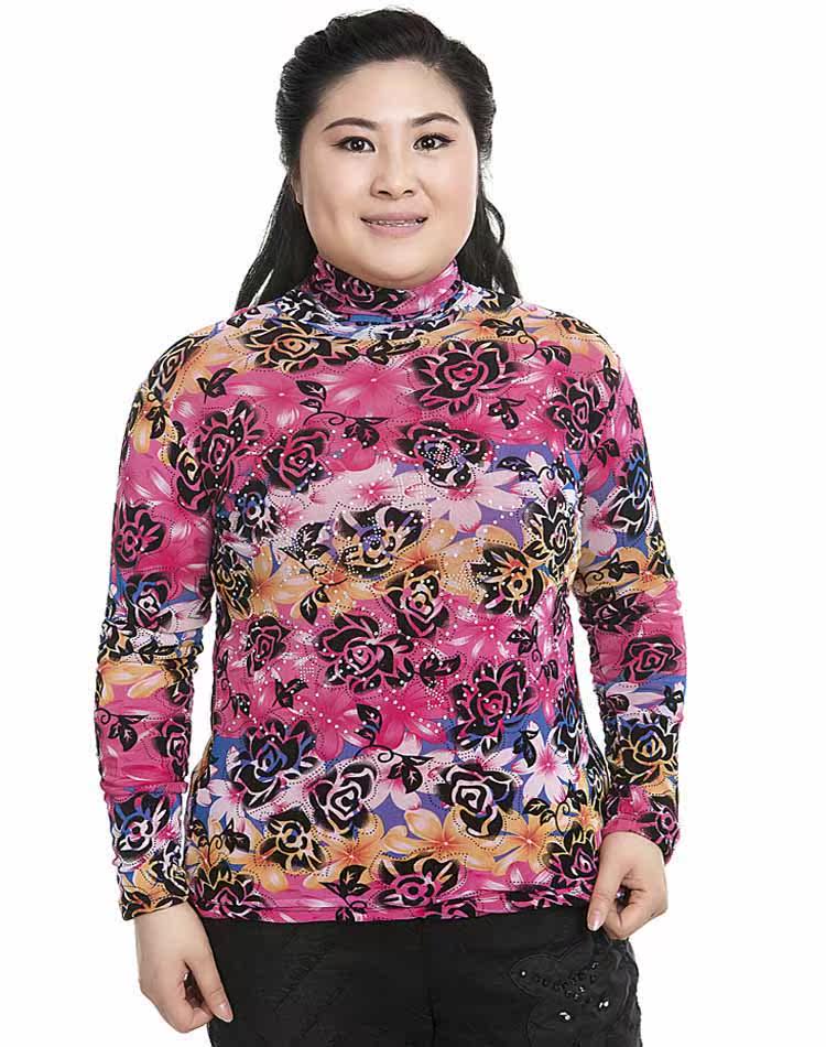 大码女装秋冬中老年妈妈老太太高领打底衫胖mm保暖上装