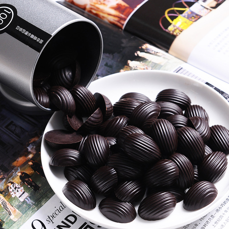 amoyuu手工黑巧克力无糖100%纯可可脂送老人160g罐装零食正常发货