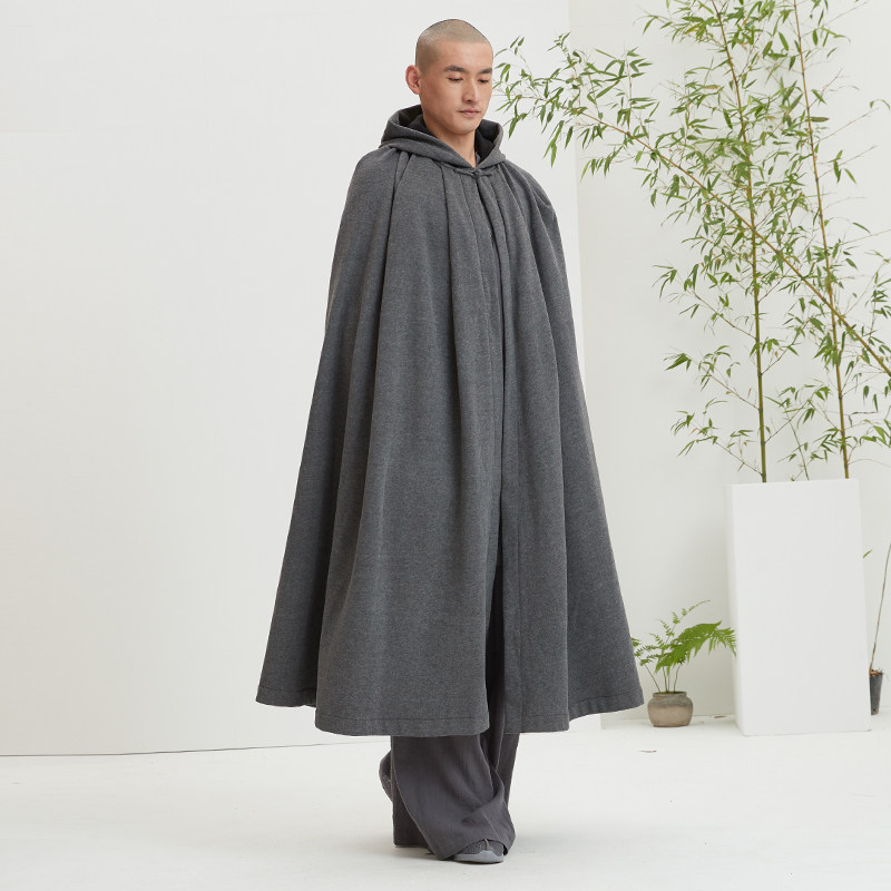慈缘打坐禅修披风斗篷男披肩带帽古风冬季保暖大衣袍ycj122349