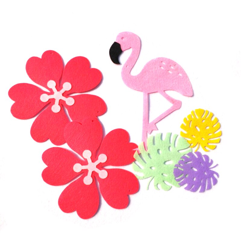 植物树叶火烈鸟挂饰拉旗生日主题派对节日教室橱窗装饰不织布贴片