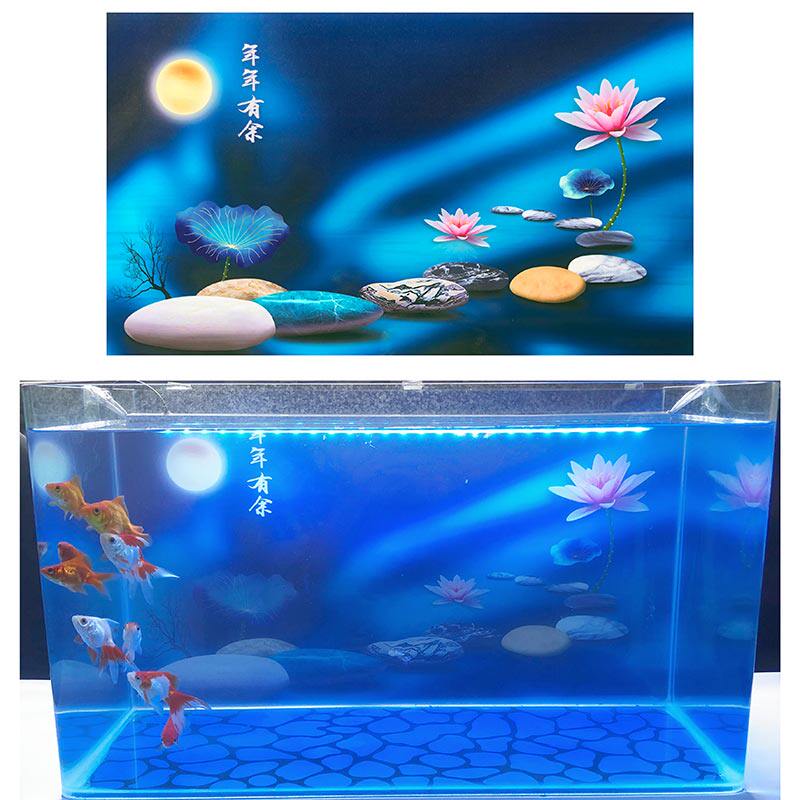 鱼缸壁纸背景纸高清贴纸外贴造景画装饰玻璃贴画3d图星空地球星球