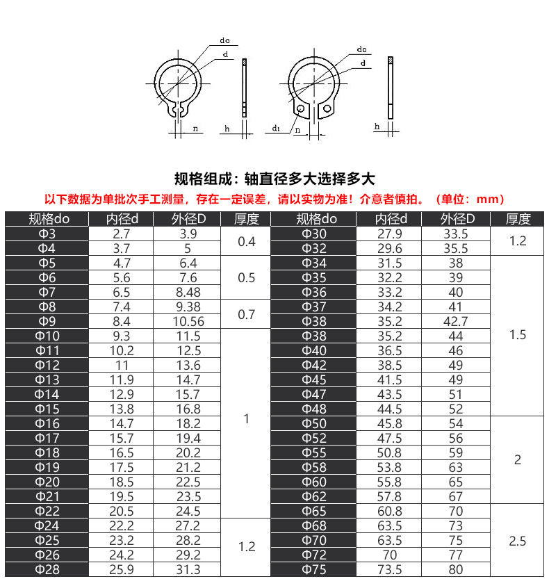 65mn锰gb894轴卡外卡轴用卡环卡簧弹性挡圈葫芦c型卡簧 80mm - 爱购网