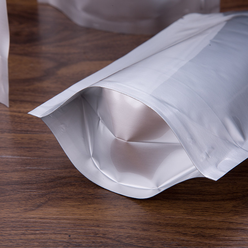 纯铝箔自立自封袋不透明加厚银色夹链铝箔锡箔纸铝塑食品包装袋