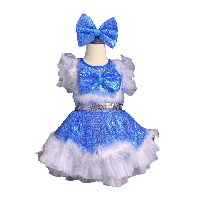 元旦儿童演出服公主可爱彩色舞蹈蓬蓬纱裙亮片儿童演出服