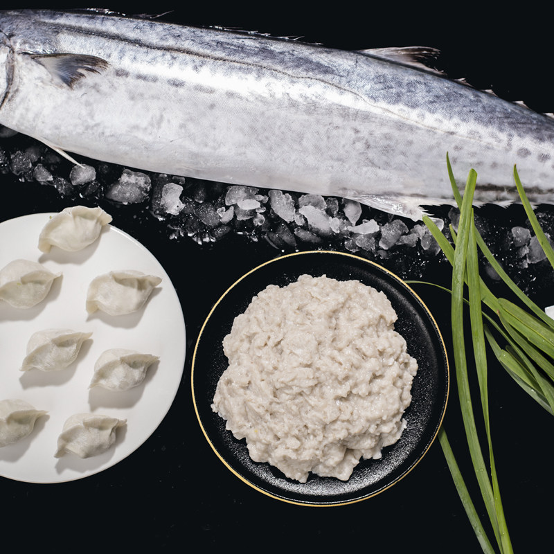 汉唐鲅鱼馅青岛特产手工新鲜水饺馄饨馅鱼滑鱼糜鱼丸原料马鲛鱼肉