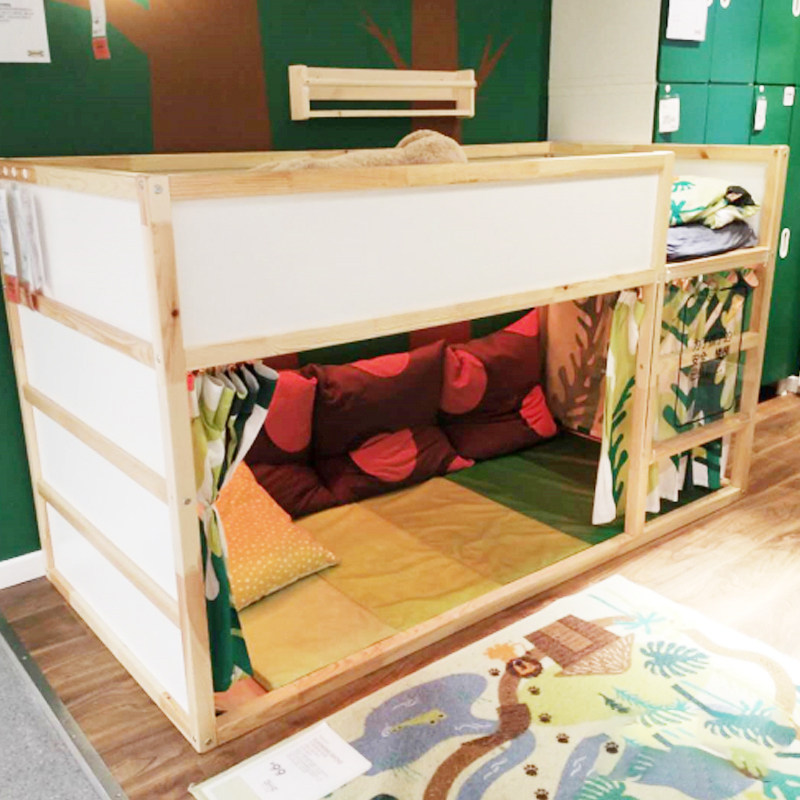 宜家库拉两用儿童床架实木家用游戏帐篷玩具儿童床