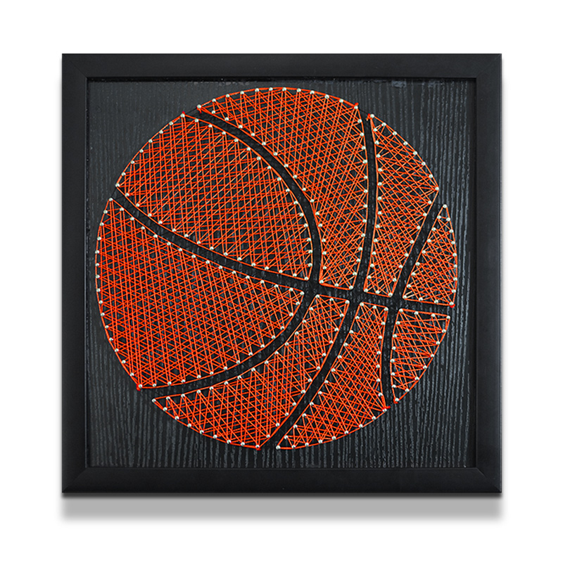 篮球钉子绕线画diy手工制作材料包勾线弦丝缠绕编织画男生日礼物