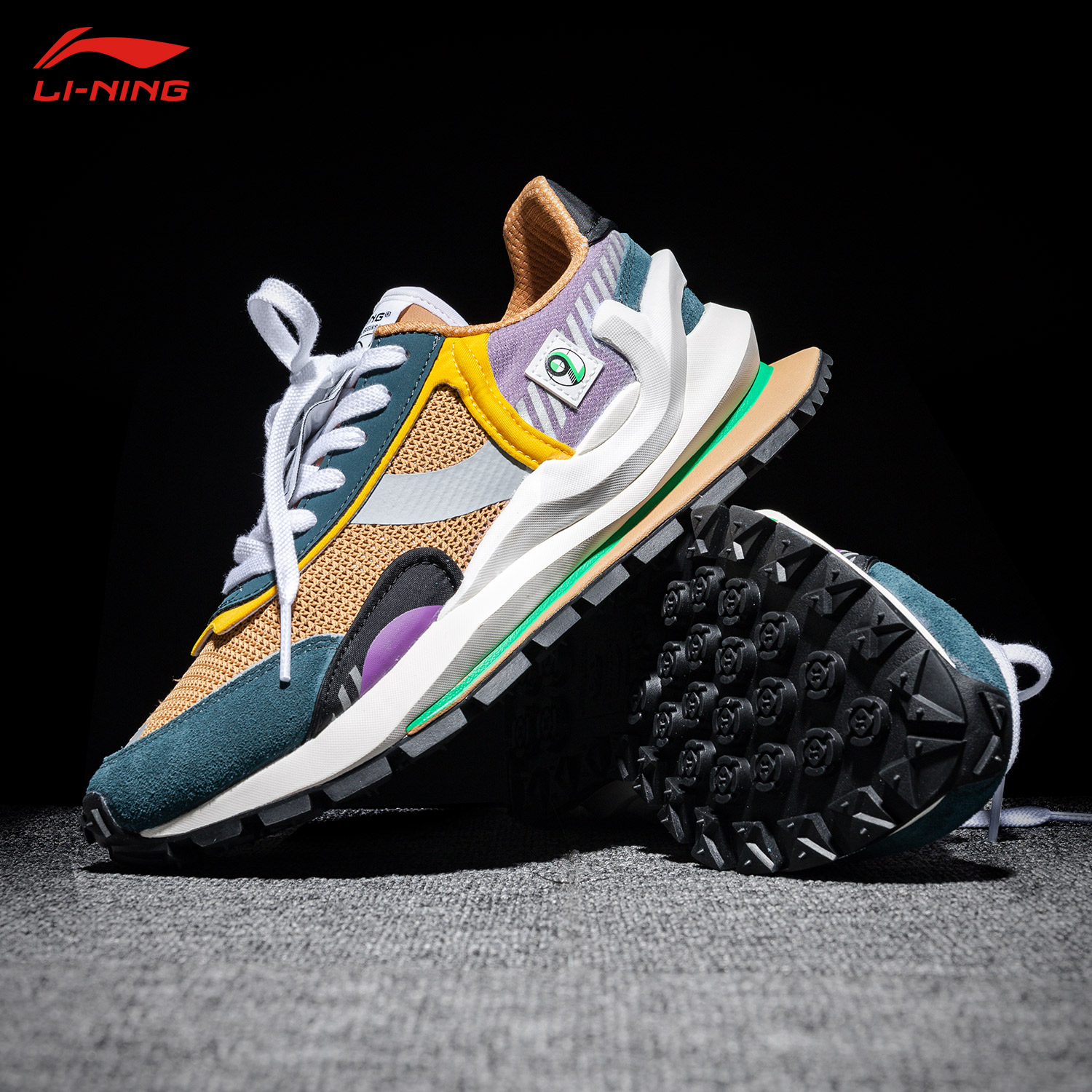 中国李宁休闲鞋2021新款方圆复古老爹耐磨春夏季板鞋