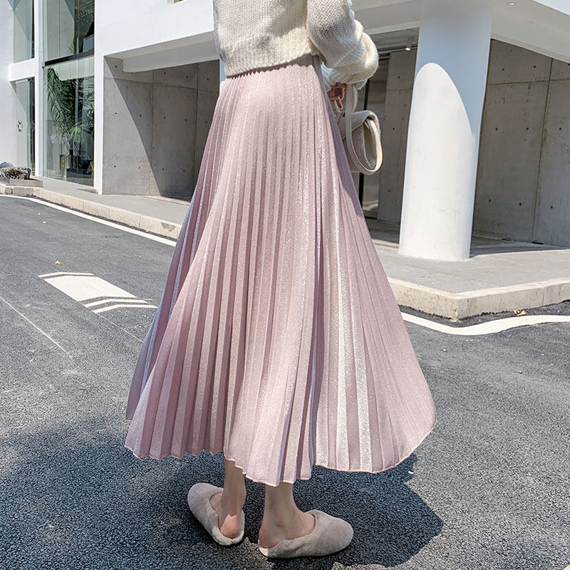 2021新款高腰百褶半身裙女buling仙女女裙遮胯半身裙