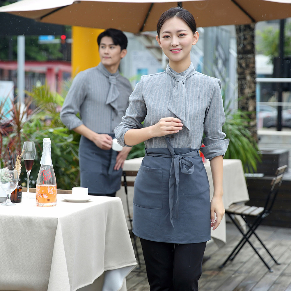 火锅店服务员工作服长袖秋冬衬衣男女烧烤奶茶工装酒店工作制服