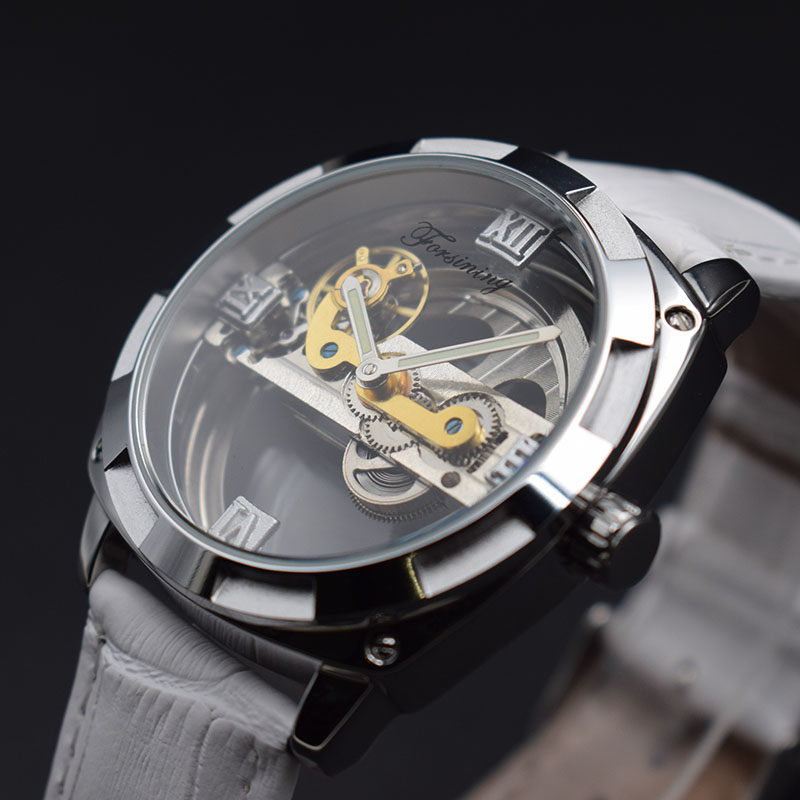 手表表盘简约气质全自动镂空机械表透明国产腕表