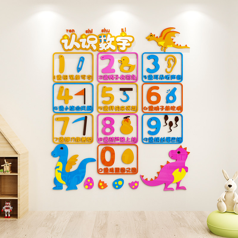 幼儿园认识数字环创主题文化墙面装饰大厅教室软装墙贴