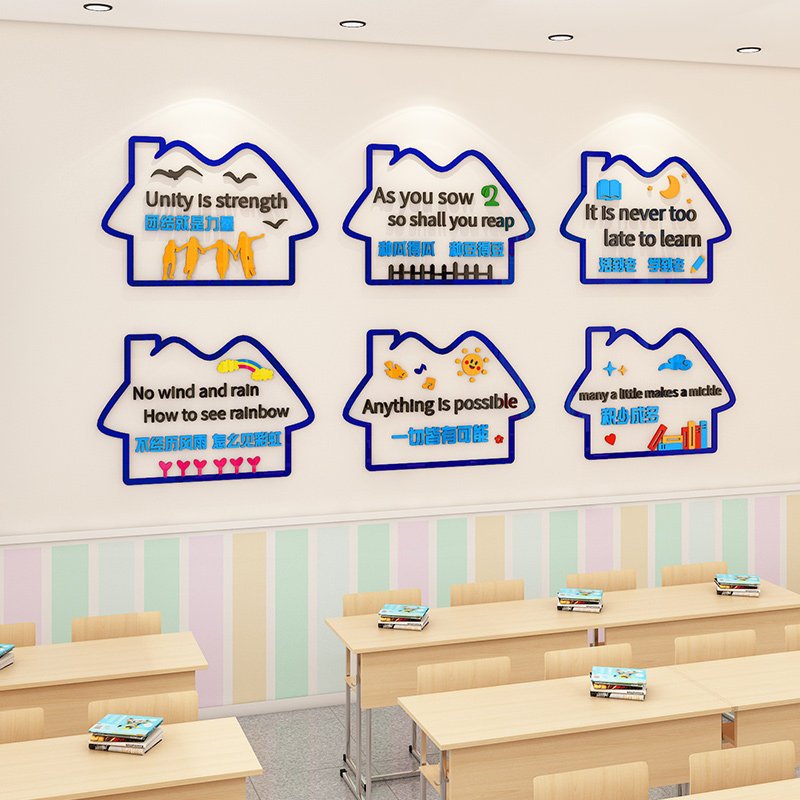 英语教室布置装饰小学教育培训机构辅导辅导班班级文化软装墙贴