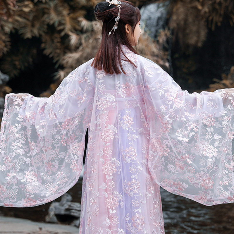 春樱汉服女夏季薄款超仙气襦裙齐胸齐腰套装学生改良古装原创衣服