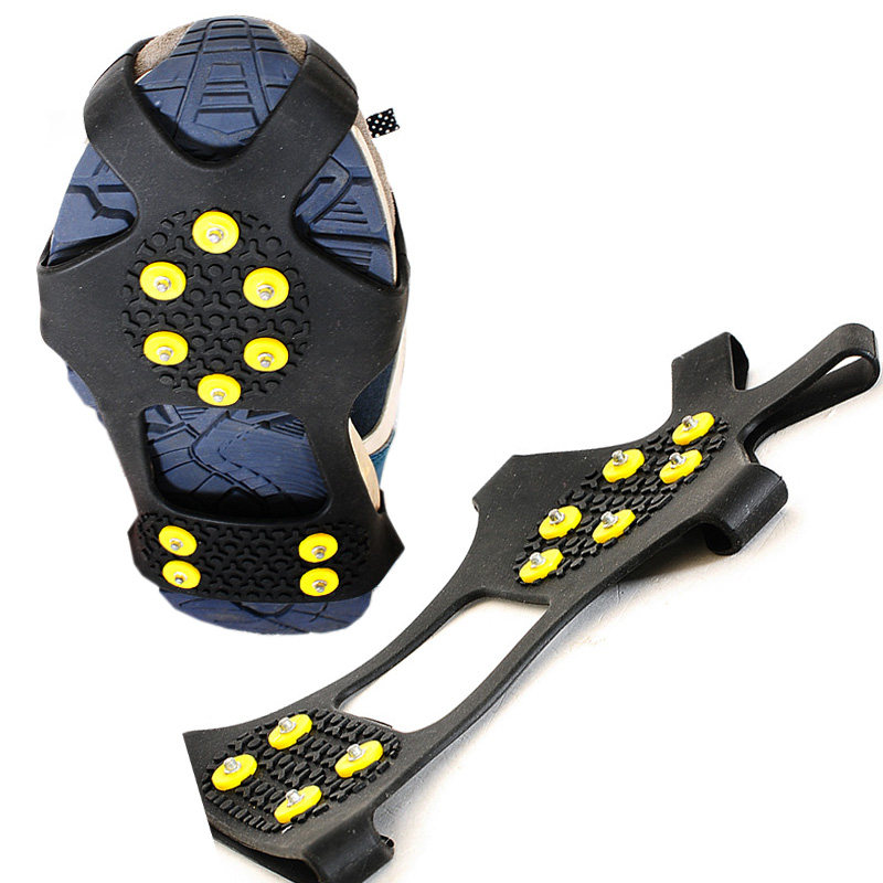 户外防滑冰爪10齿橡胶鞋套城市防滑鞋钉简易冰爪登山攀冰10钉雪爪