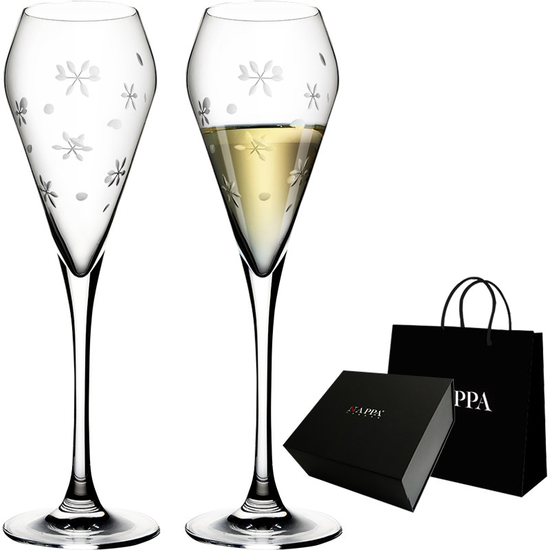 酒杯nappa手工雕刻水晶香槟高脚杯红酒家用气泡甜酒