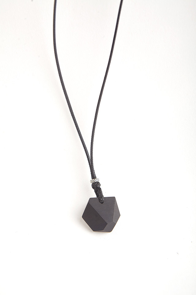 黑檀木质切面不规则芒星吊坠项链 原创手作中性简约男女项链刻字