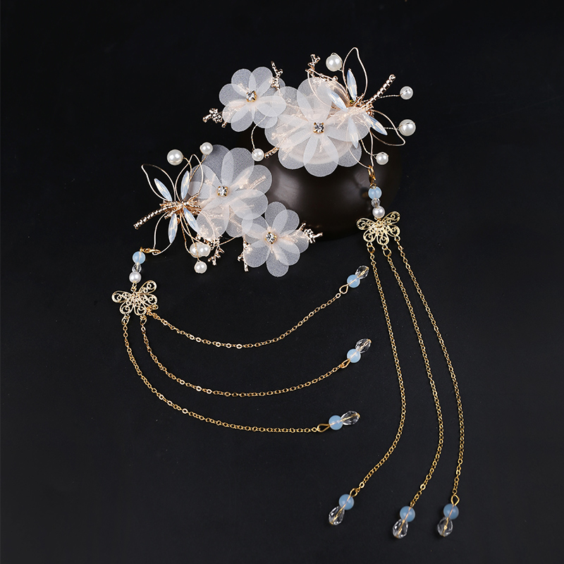 汉服配饰仙气古装头饰流苏发夹古风表演发饰古典唯美写真蜻蜓蝴蝶