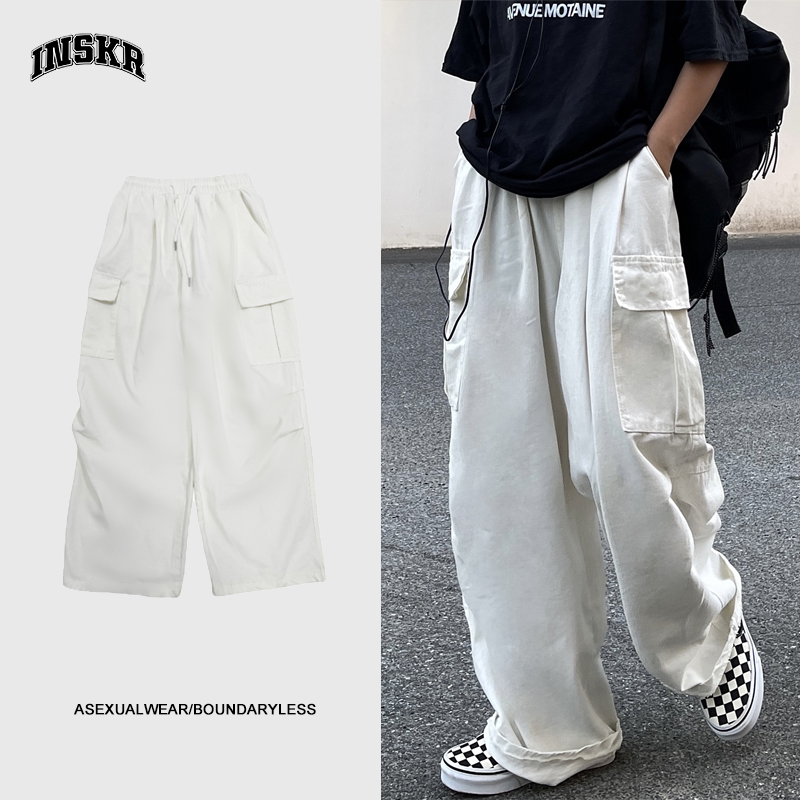 【INSKR官方店】潮牌ins百搭纯色工装裤日系复古宽松阔腿休闲长裤