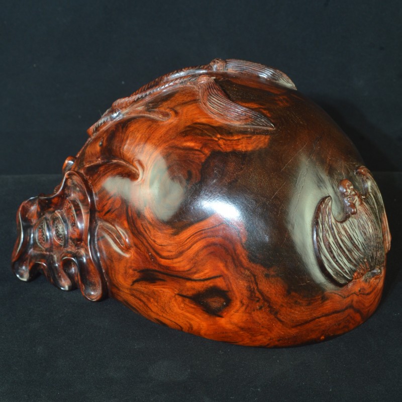 老挝大红酸枝钱袋木雕手把件文玩中式红木纯手工雕刻工艺品小摆件