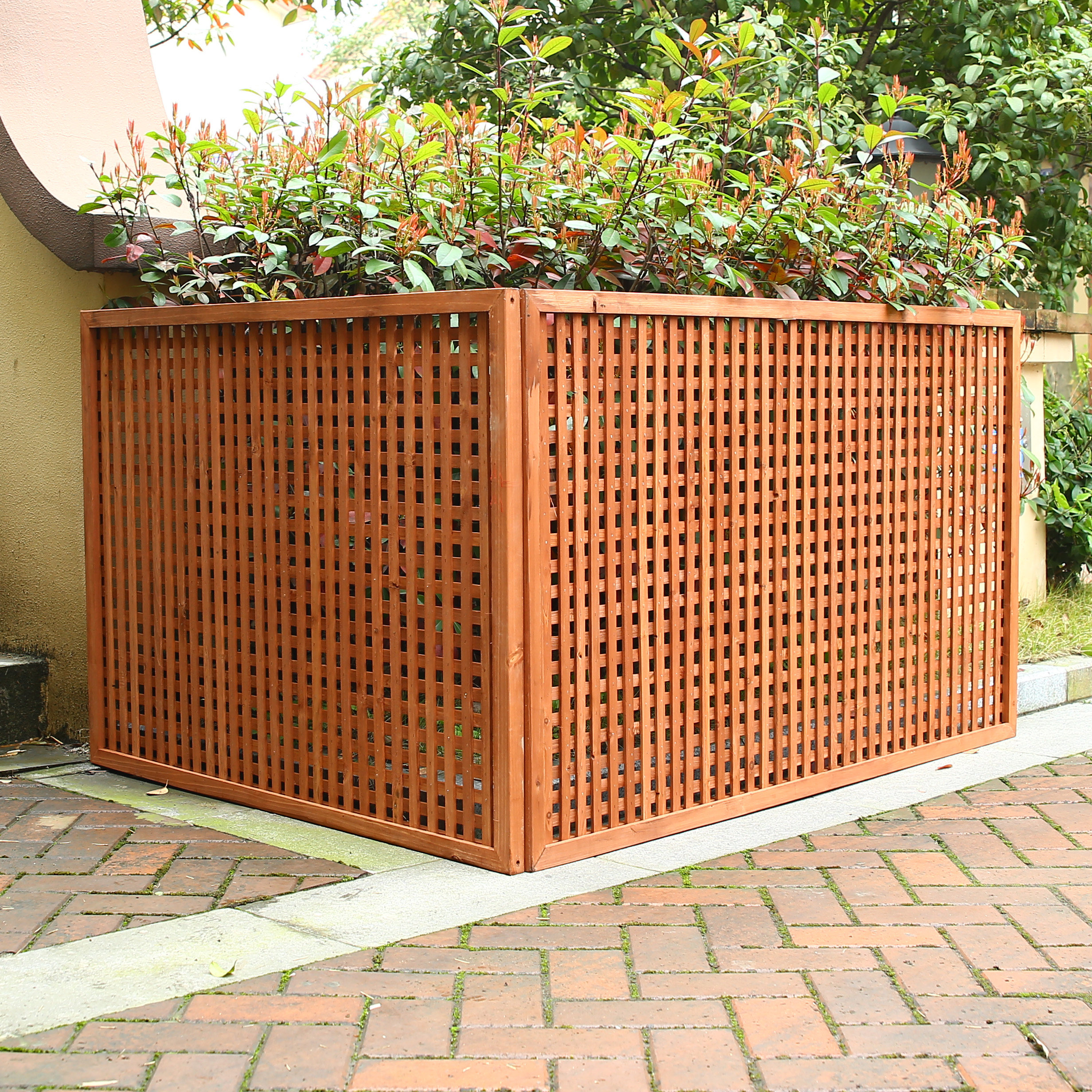 碳化防腐木篱笆大型栅栏爬藤架网格屏风花架庭院围栏装饰家居隔断