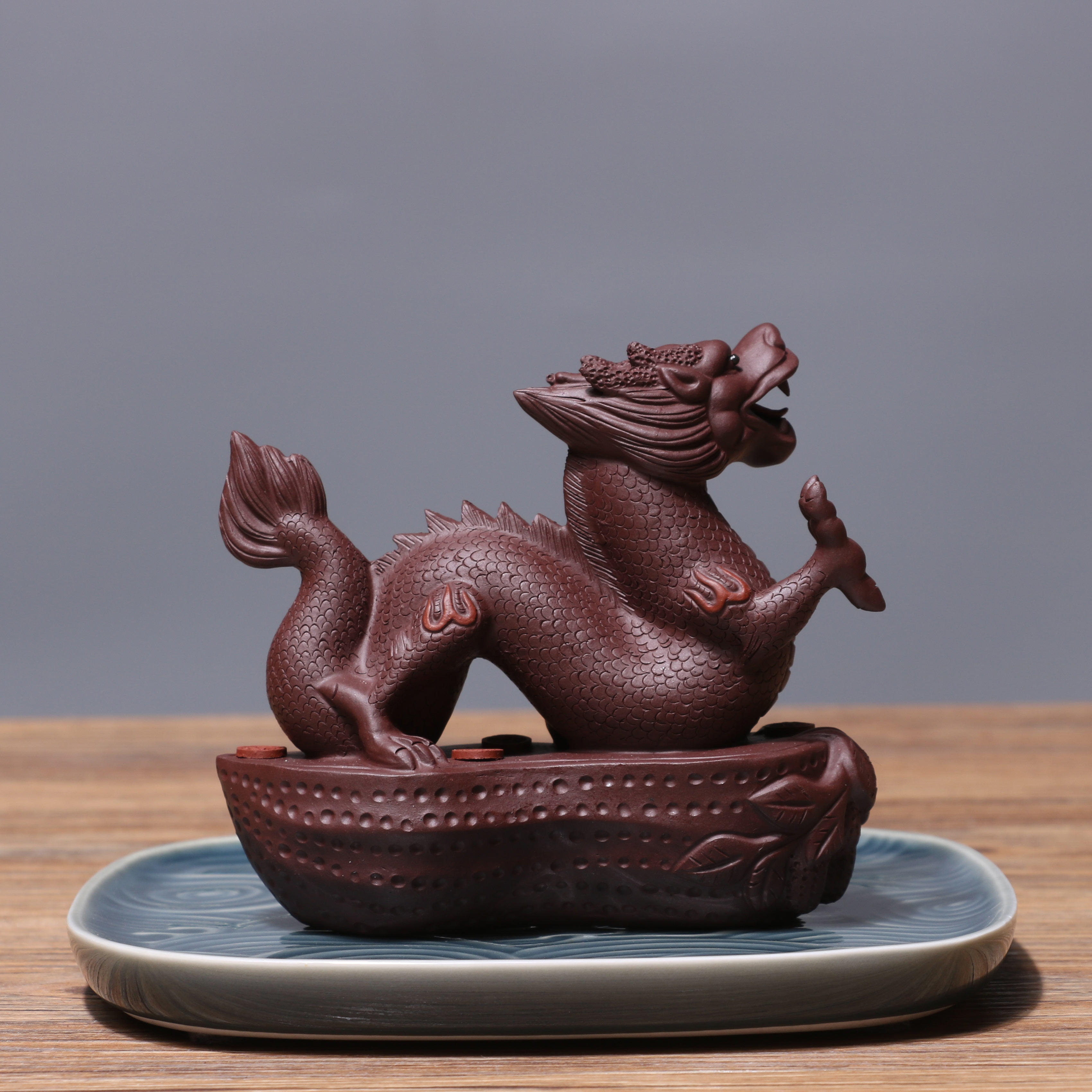 宜兴紫砂创意茶宠生意兴隆茶玩可泡养花花生龙摆件摆件茶宠摆件