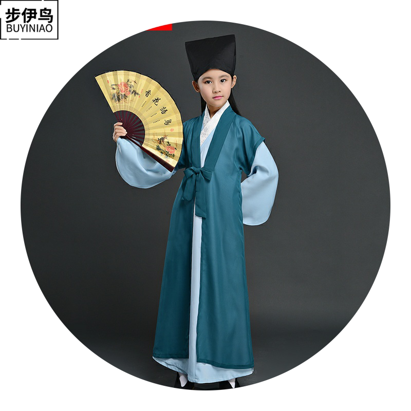 服装步伊鸟古代儿童国学男孩孩童民族古装小学儿童演出服
