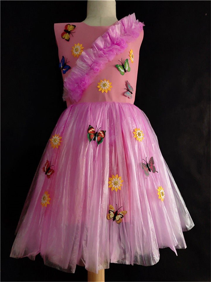 舞会无纺布裙子垃圾袋跳舞废弃物环保男孩女童服装儿童演出服