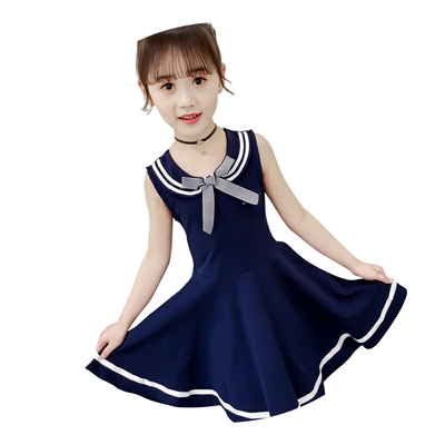 7女童水手服连衣裙10-12岁夏季女孩子5中大童6夏天8纯棉9无袖裙本场
