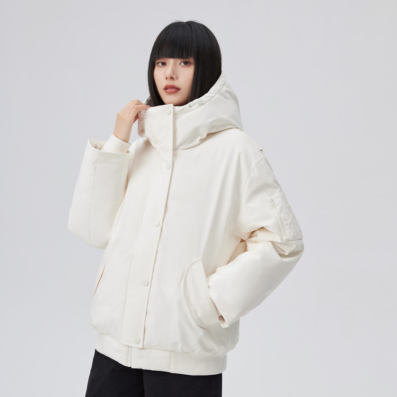 艾莱依2022新款户外运动羽绒服短款休闲连帽冬季派克羽绒服