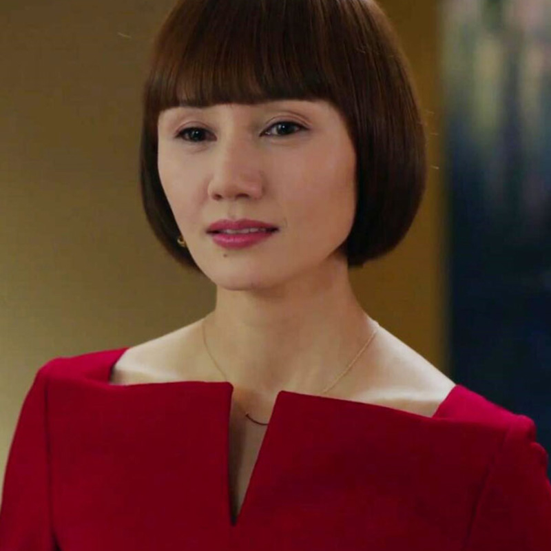 我的前半生袁泉唐晶同款衣服酒红色中长款五分袖打底礼服连衣裙女