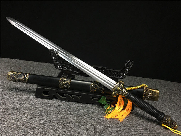 宝剑汉剑饕餮龙泉刀剑冷兵器一体花纹钢硬剑收藏刀剑
