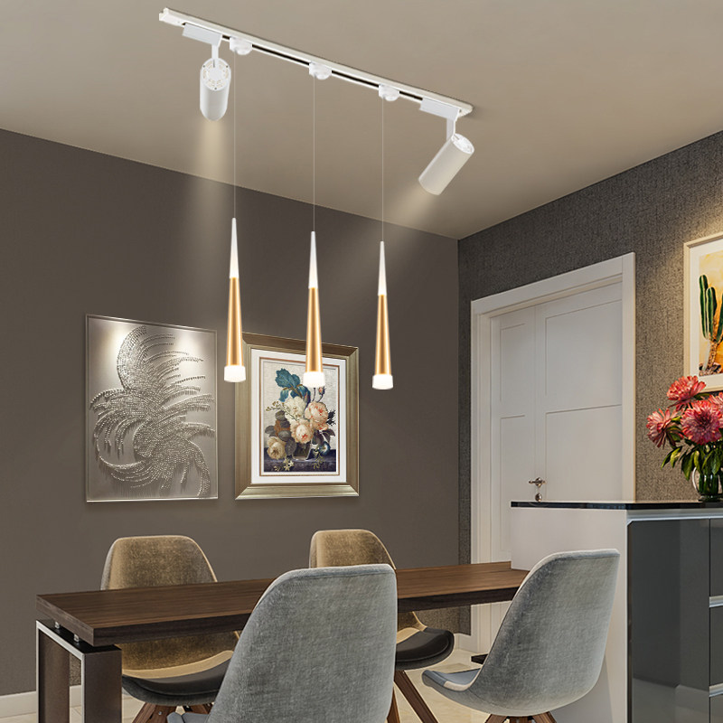 简约餐厅吧台吊灯酒店前台打光led导轨射灯餐厅吊灯